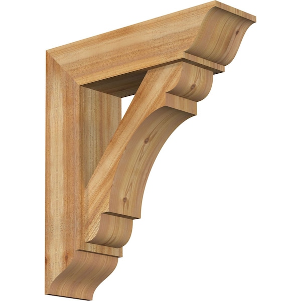 Ekena Millwork Olympic Traditional Rough Sawn Bracket w/ Offset Brace, Western Red Cedar, 8"W x 28"D x 32"H BKT0806X28X32OLY01RWR - main